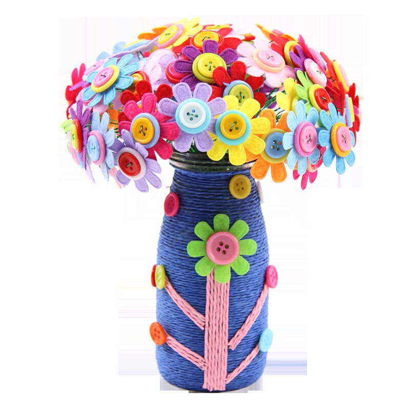 Los niños hecho a mano botón original-flores artesanía bricolaje flor botón de la flor de juguete niñas juego