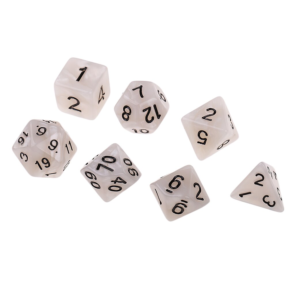 7Pcs Pearl Grain Polyhedral Dice D4 D6 D8 D10 D12 D20 TRPG for DND MTG Games