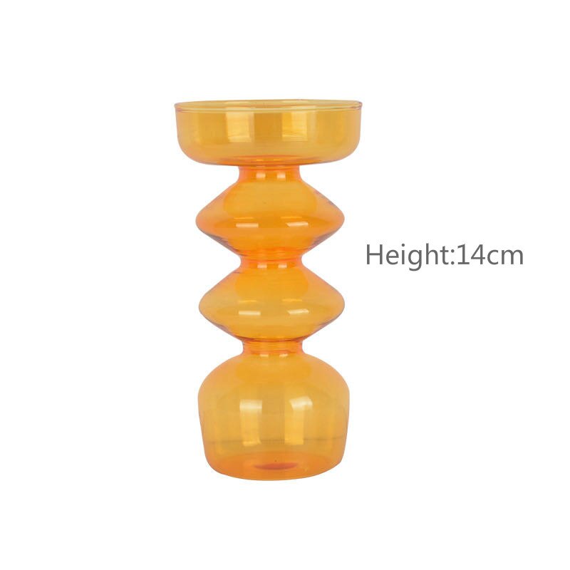 Nordic Oranje Glas Taper Kaarshouder Home Decor Wedding Party Diner Bij Kaarslicht Decoratie Woonkamer Kandelaar: Orange diamond