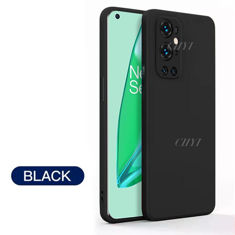 Platz flüssiges silikon fall für oneplus 9 pro abdeckung coque funda weiche luxus kamera objektiv protector schutzhülle: For Oneplus 9 / black