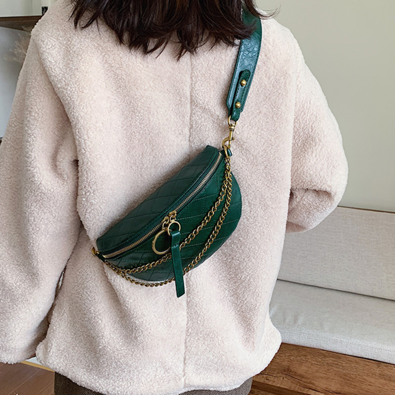 [BXX] couleur unie en cuir PU sac de taille pour les femmes été taille sac femme téléphone sacs à main dames poitrine sacs HL703: green