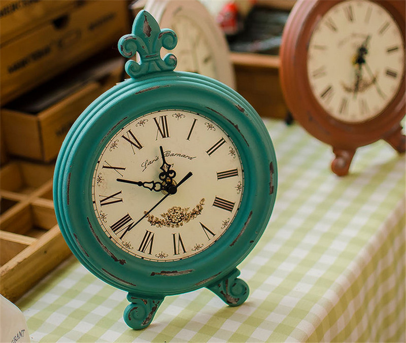 Horloge de bureau Vintage en bois | Horloge ronde Vintage, grande aiguille de bureau, décoration de la maison, suspendue: 3
