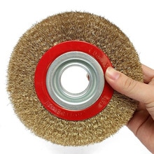 125mm Round Brass Plated Steel Wire Brush Wheel For Bench Grinder Power Tools Round Copper-Plated Steel Wire Brush Wheel