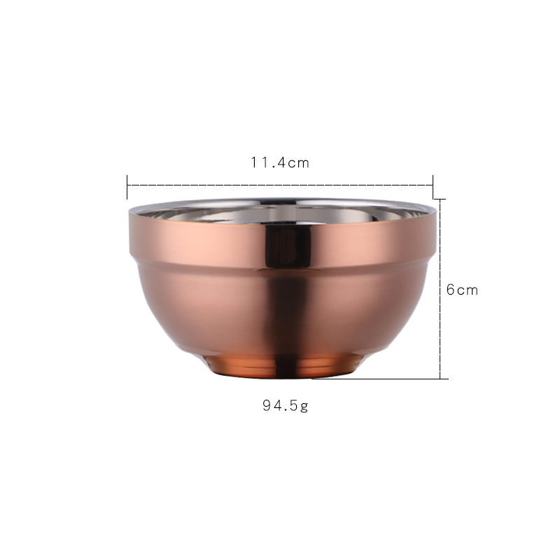 Grande tigela de macarrão de aço inoxidável tigelas não deslizamento dupla camada sopa bolinho tigelas panela quente utensílios cozinha: Rose gold-S