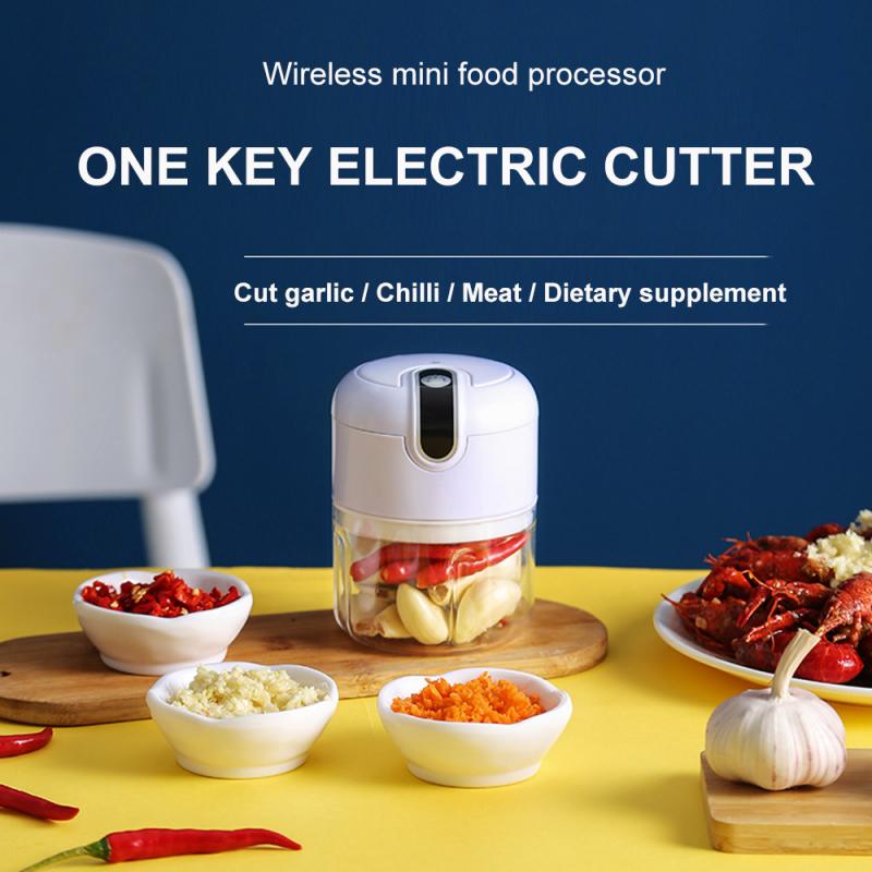 250ml Multifunctional Electrician Garlic Mincing Machine Mini Electric Meat Mincer Vegetable Pepper Chopper Kitchen Utensils