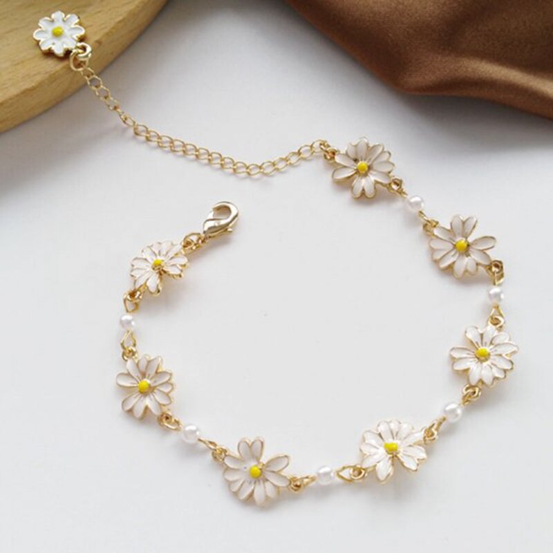 Doce margarida flor gargantilha feminino colar curto clavícula corrente esmalte festa de casamento jóias acessórios elegantes presentes: Daisy Bracelet