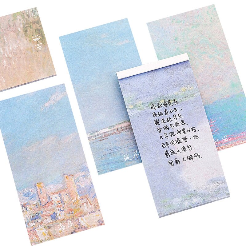 Kawaii Lange Memo Pad Sticky Notes Briefpapier Sticker Landschap Seaside Planner Kantoor School Plan Van