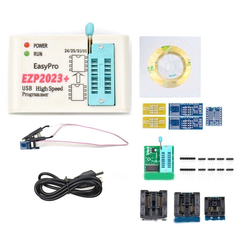 XX9A EZP2023 SPI Programmer EZP 2023 with Adapters 100% Original EZP 2023 Support 24/25/93 Bios 25T80 Offline Copy+5 Adapter: With 10 adapters