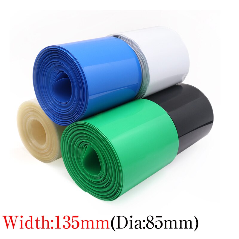 Tubo Termocontraíble de PVC para envoltura de batería Lipo, funda aislante, cubierta de protección, paquete plano colorido, 135mm (diámetro 85mm)