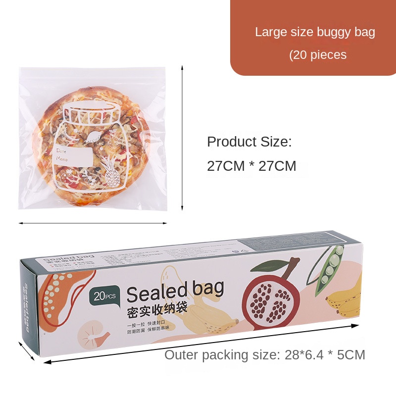 Pull Reusable Ziplock Bag Fruits Vegetables Food Storage Packaging Preservation Eco Friendly with Label Plastic Bags Transparent: 20pcs large