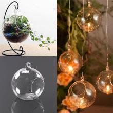Globe Shape Glass Candlestick Candle Holder Succulent Style Clear Round Light Home Decors Wedding Dia.6CM Tea Light Holder