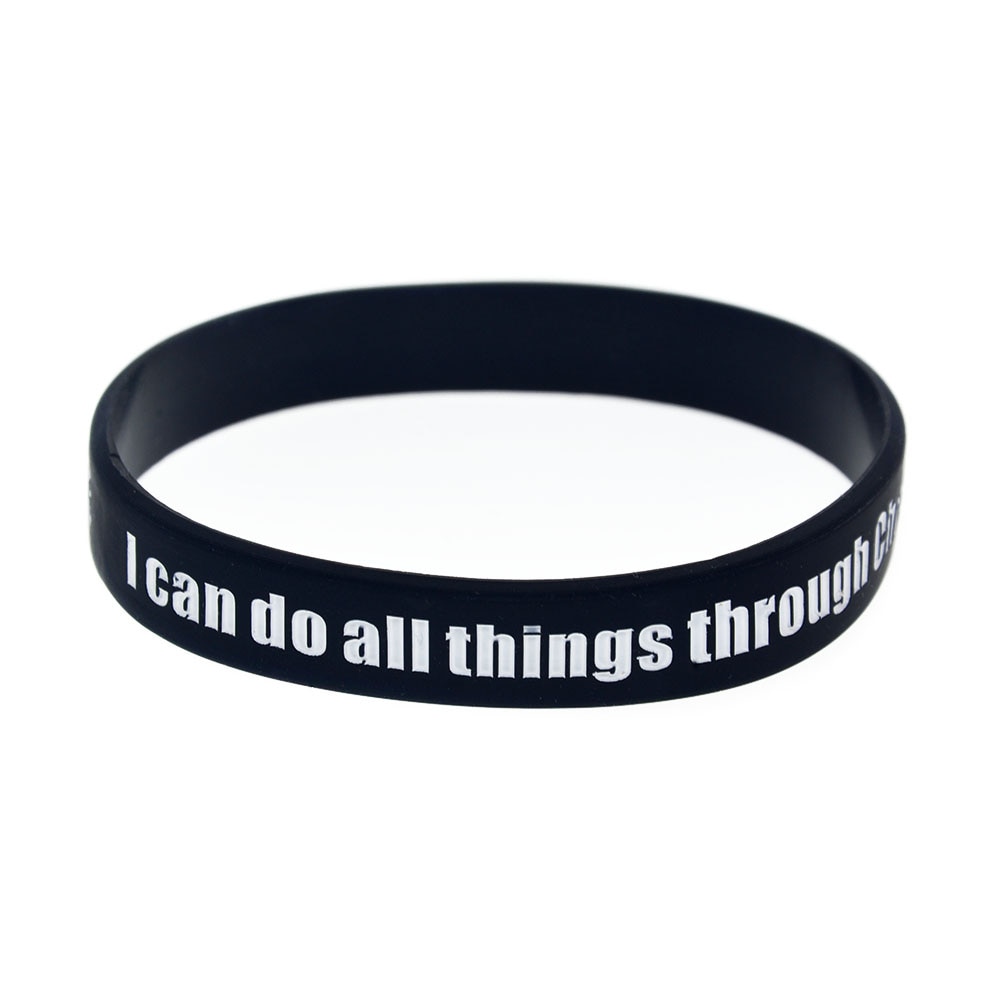 OBH 1PC I can do all things through christ who strengthens me Silicone Bracelet for Religion Faith