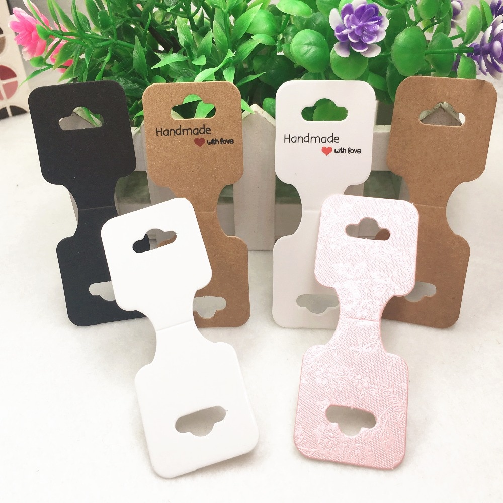 24 sztuk 9x3.5cm ręcznie z miłość naszyjnik kraft karty naszyjnik bransoletka powiesić Tag biżuteria wyświetlacz karty etykieta