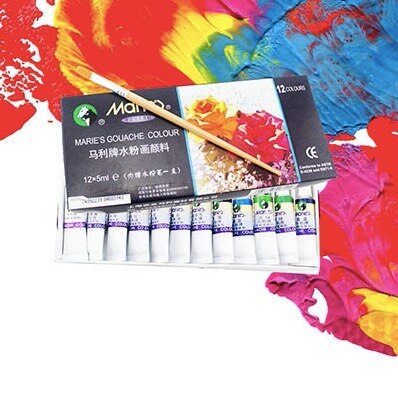 Gouache Set DIY Aquarel Verf Voor Stof Muur Steen Water Kleur Art Schilderij Tekening Art Supplies 12/18 /24 kleuren X 5 ml: 12 Colors