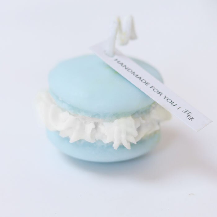 Bougies parfumées Macaron, gâteau , cire de soja, aromathérapie, décoration de maison, d'anniversaire et de mariage: light blue