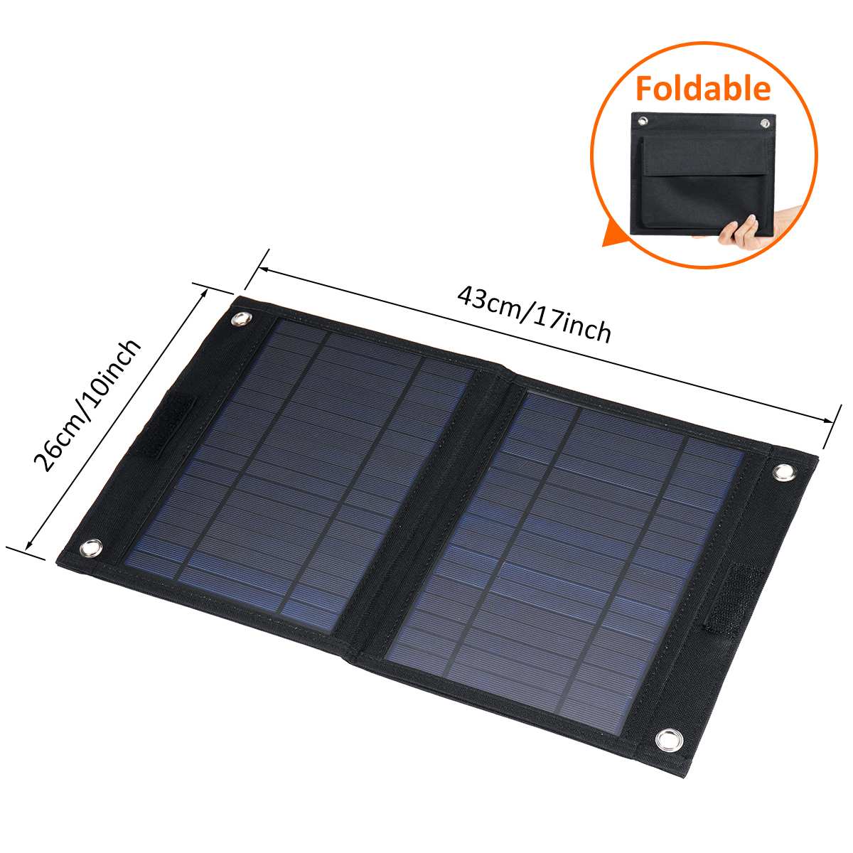 25W 18V 5V Waterproof Solar Panel Foldable Dual Output Battery Charger with Cable Charger Outdoor Portable Solar Charging Device