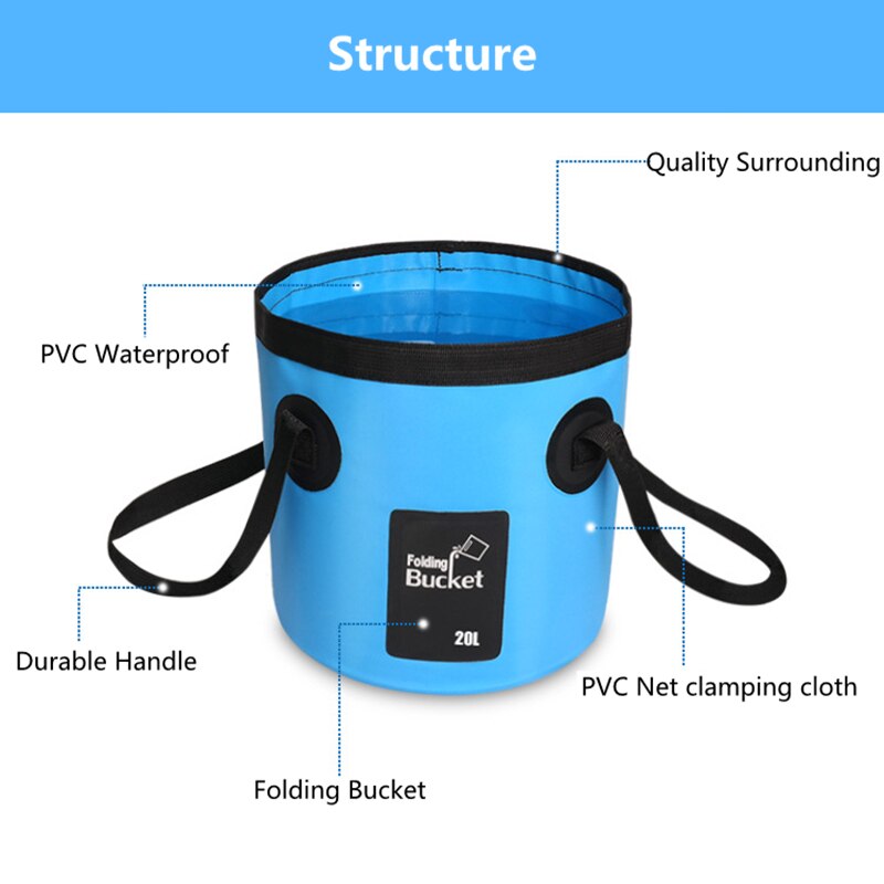 12L 20L Waterzak Draagbare Emmer Water Opslag Draagtas Container Waterdichte Camping Wandelen Vissen Reizen Vouw Emmer Zakken