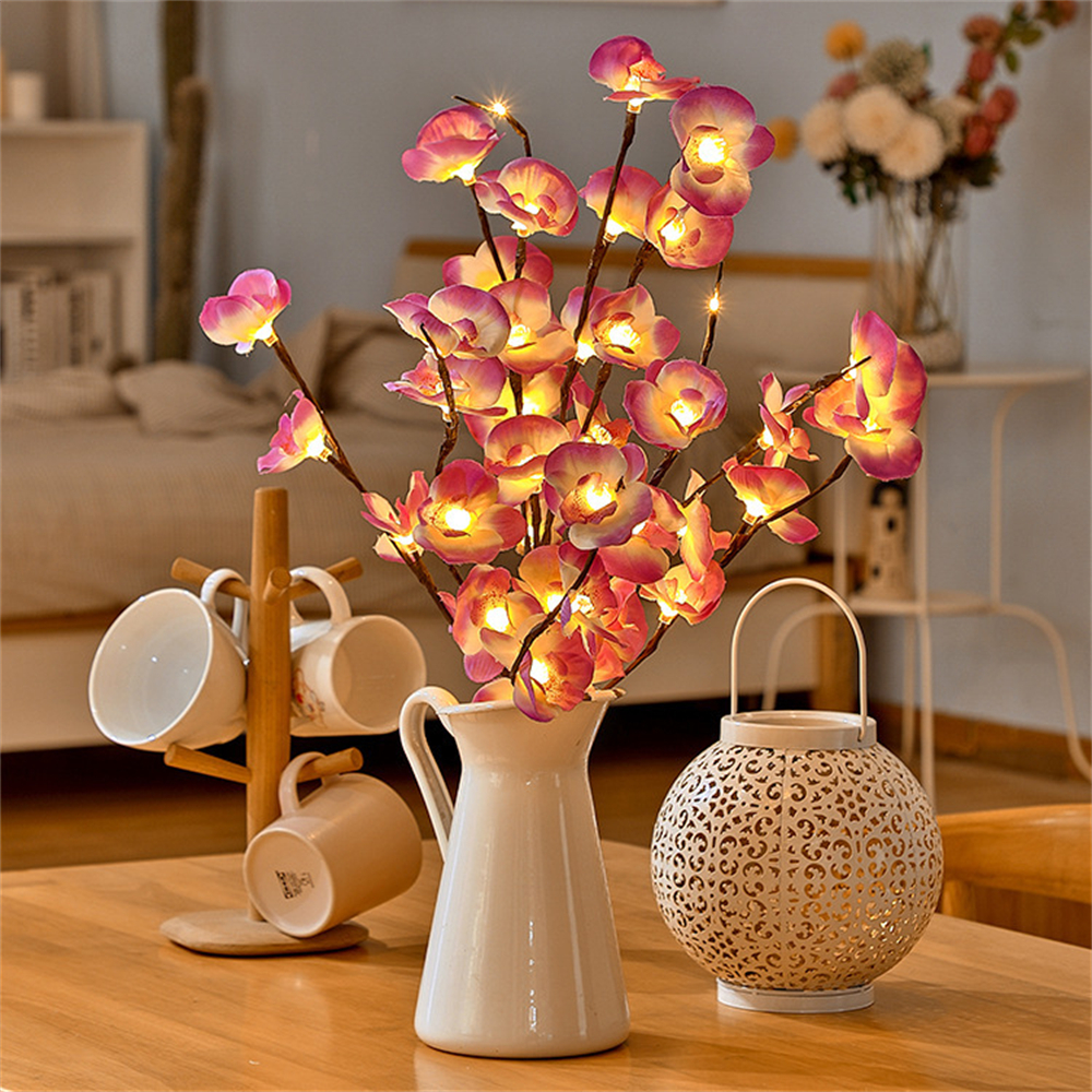 73cm 20 leds diy orkidé gren ljus vas vide kvist blomma gren lampor till jul vardagsrum fe dekorativa
