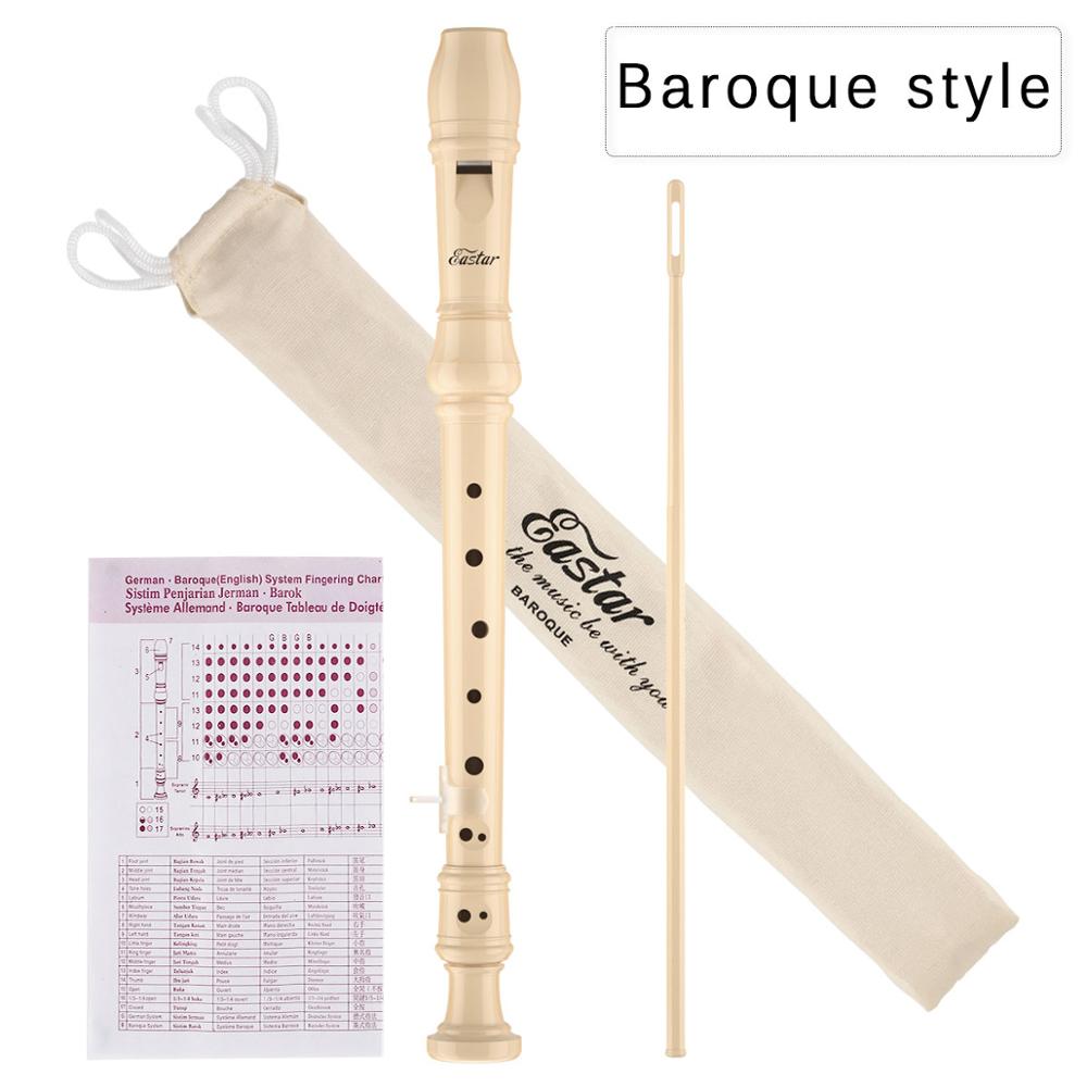 ABS Soprano Recorder German Baroque Style Key of C Fingering Recorders 8 Holes Long Flute Instrument With Bag Cleaning Tool: Baroque style
