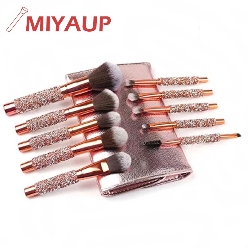 Miyaup Stijl Diamond Handvat Rose Gold Beentje Cosmetica Borstel Set Zachtste Synthetische Make-Up Kwasten