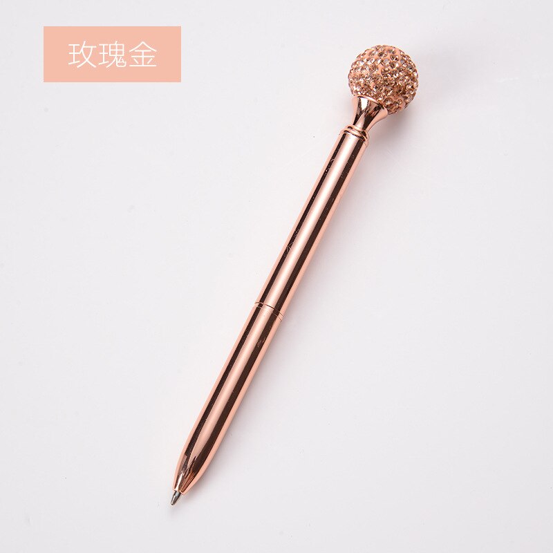 Creativity metal Spinning Ballpoint Pen Luxury Diamond Ball Point Pen 1.0mm Ballpoint Pen Office School Writing Stationery: Rose gold