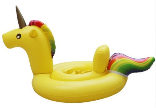 Rooxin Unicorn Flamingo Inflatable Pool Swimming Ring 0-4 Years Infant Float Swimming Circle Baby Seat Swimming Training Toys: Yellow Unicorn