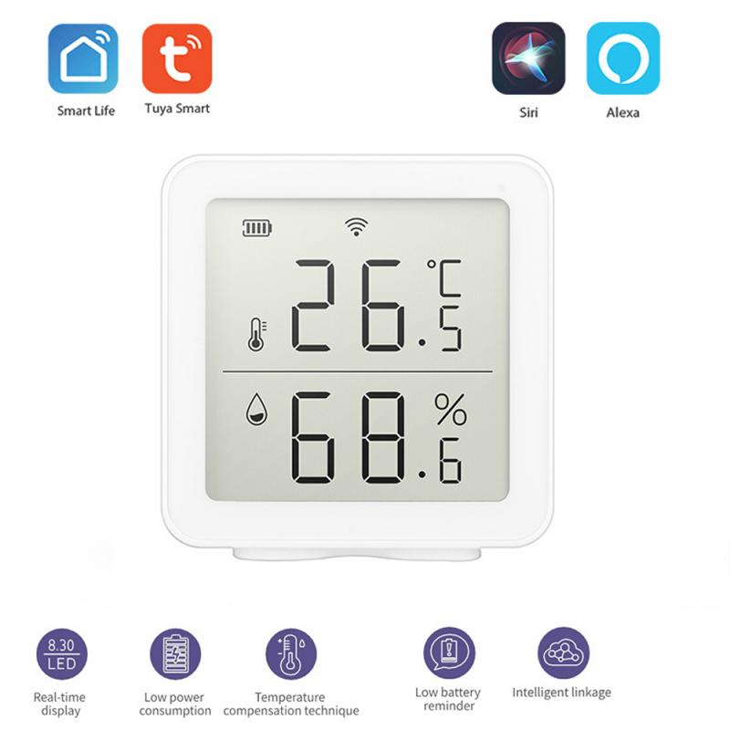 TUYA WIFI Temperature Humidity Sensor Thermostat Smart Home Control Indoor Smart Linkage Temperature Humidity Sensor For Alexa