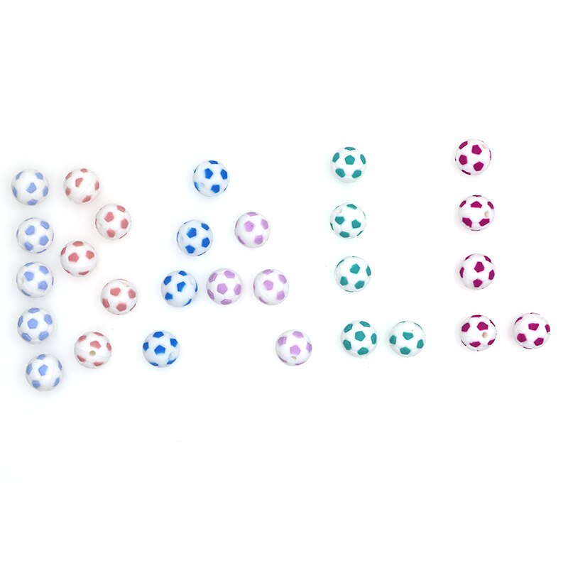 kovict 5pcs Silicone Beads 15mm Baby Teether Football Food Grade Silicone Soccer Round Bead BPA Free Bracelet