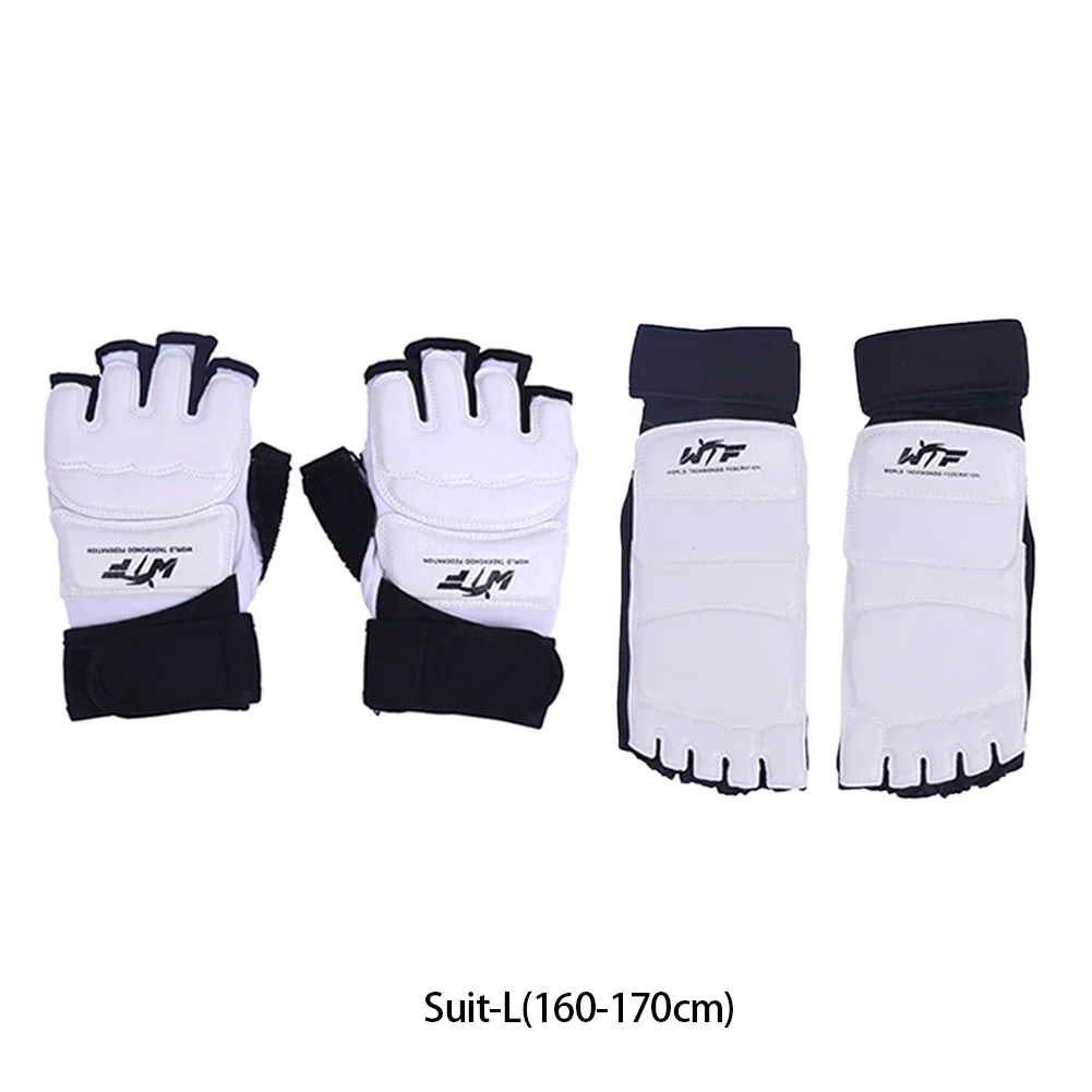 1 Juego de guantes de cuero para pies de Taekwondo, Protector de tobillo para Karate, boxeo, artes marciales, calcetín, entrenamiento, equipo de Protección deportiva: Blanco