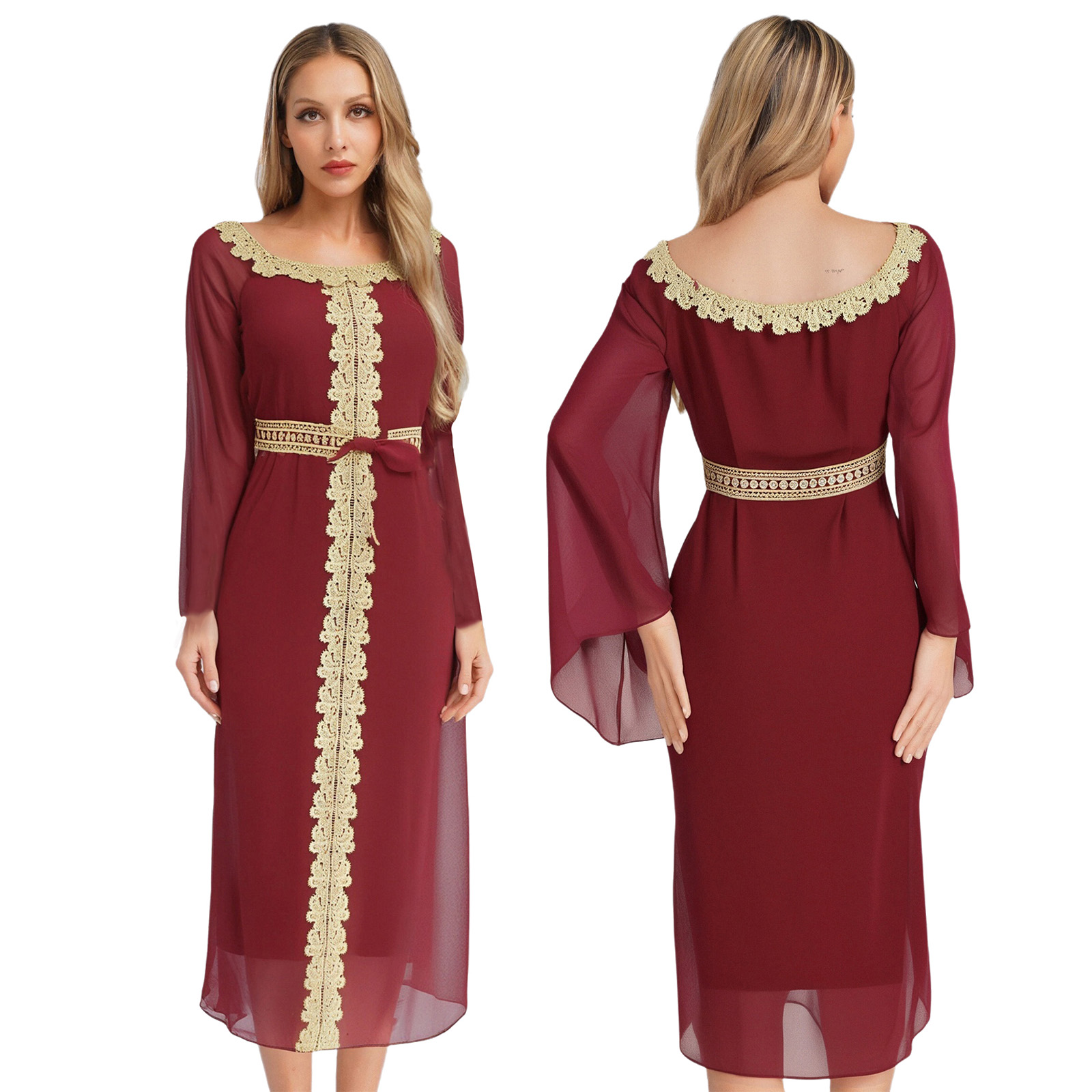 Mulheres kebaya kaftan robe abaya vestidos islâmicos dubai marroquino dubai turquia islam kaftan robe fantasia cosplay vestidos trajes: XL / Bege