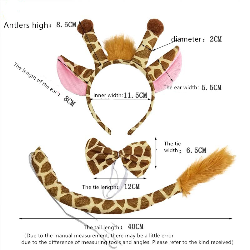 Bandeau de girafe de la Jungle pour femmes et filles, jupe de queue, accessoires de Cosplay Tutu animaux, Costume de fête d'anniversaire, fête prénatale Halloween
