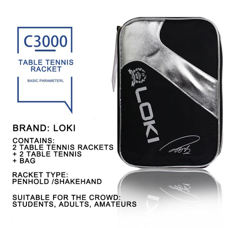 Loki-paletas de Ping Pong para principiantes, raqueta de tenis de mesa con 5 hojas de madera, 1 par de granos de goma