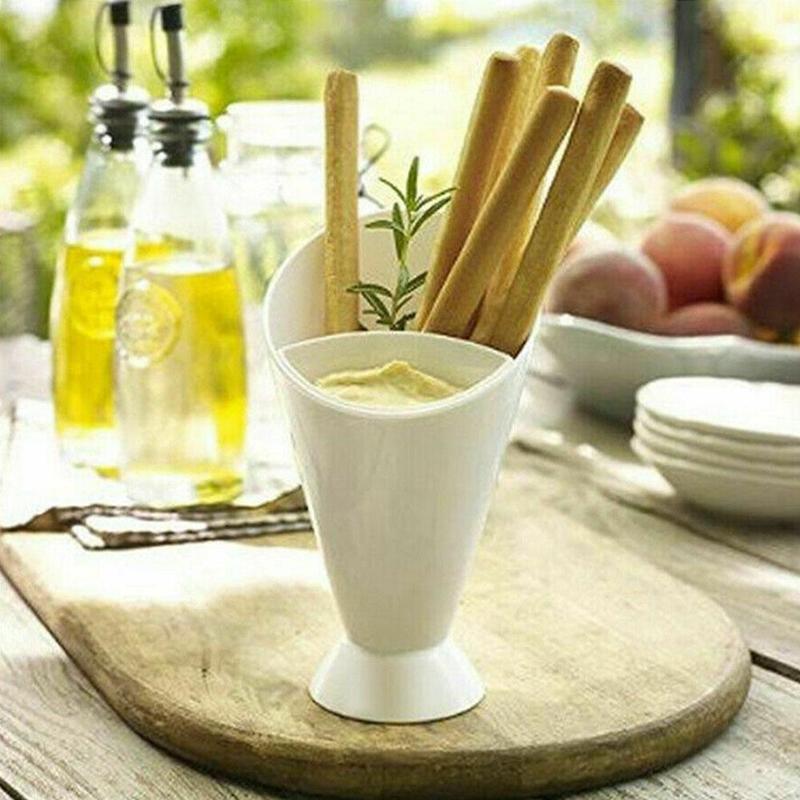 2 IN 1 Portable Kitchen French Fries Cup with Dipping Tool Cup Dip Cups Potato Salad Cup Jam Chip Cone Holder Potato V1V5