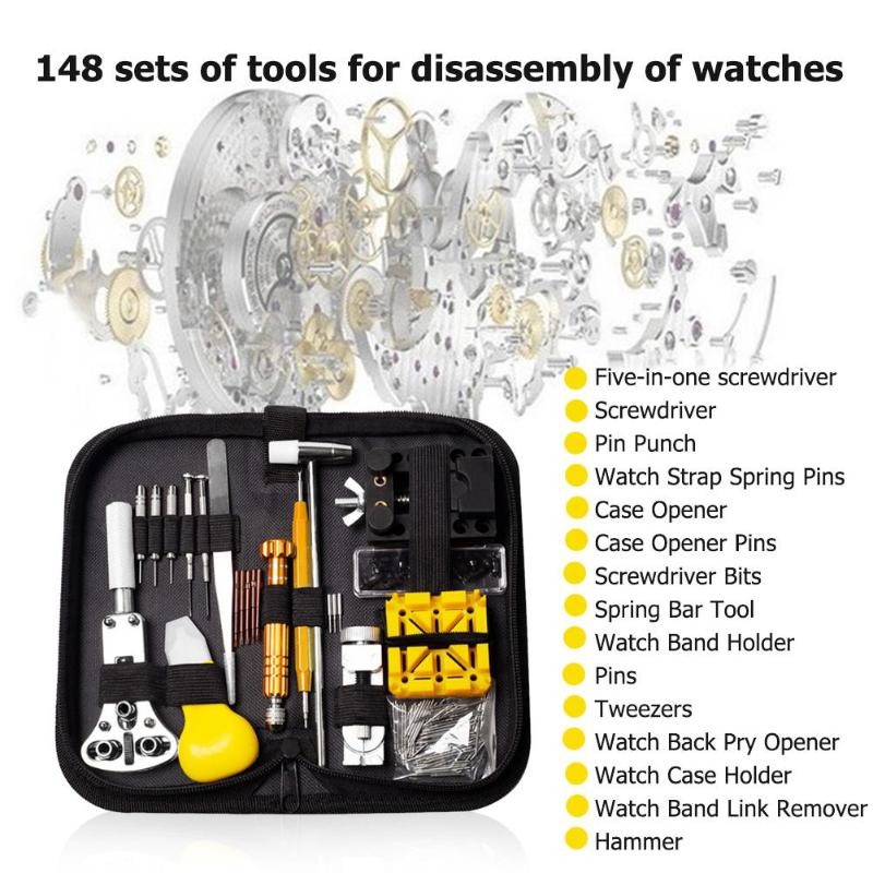 Horloge Reparatie Tool Kit Horloge Link Pin Remover 148 Stks/set Professionele Horloge Gereedschap Klok Reparatie Gereedschap Kit Bag Horloge Gereedschap