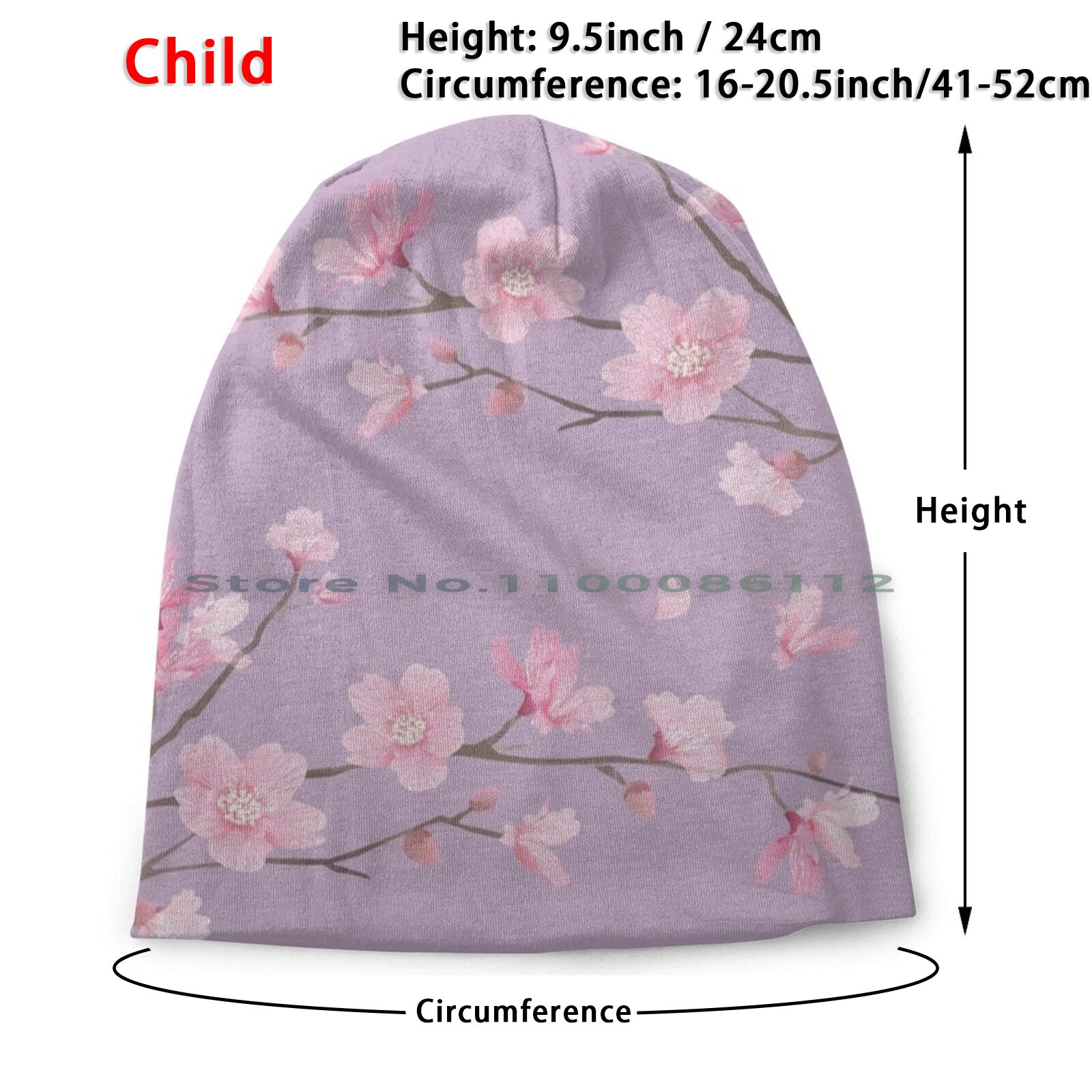 Cherry Blossom-Pastel Purple Bucket Hat Sun Cap Cherry Blossom Tree Japanese Cherry Blossom Sakura Flower The Cherry Tree: Child Knit Hat
