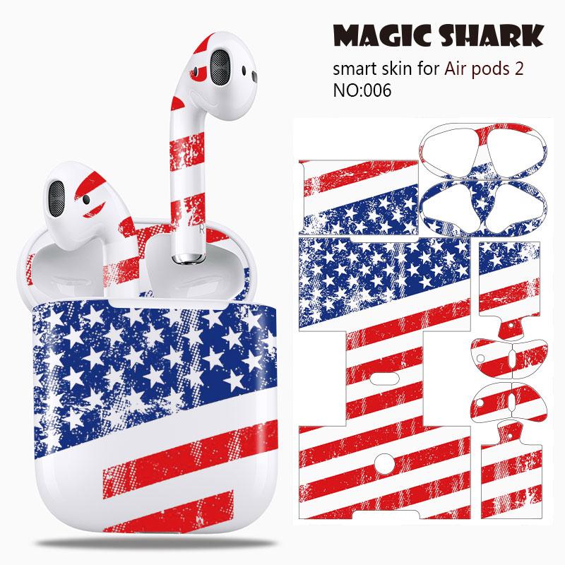 Magic Shark Clear Leaf Flower The North Face Leopard Cells Ultra Thin Sticker Case Film for Apple Airpods 2 Airpods2 001-019: 006