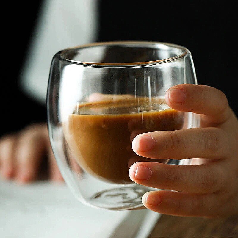 80ml doble kopper gjennomsiktige håndlagde varmebestandige tedrikkekopper mini whiskykopp 100 celsius espresso kaffekopp