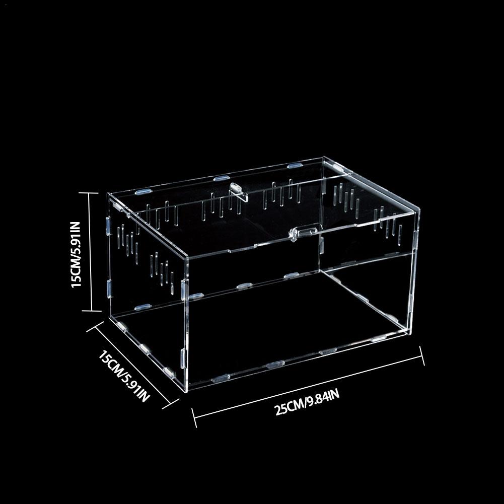 Akryl krybdyr tank insekt skildpadde firben gennemsigtig avlsboks vivarium låg krybdyr kæledyr produkt terrarium til små dyr
