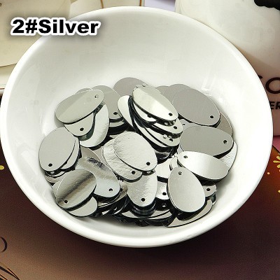 400 Stks/partij 12*20Mm Grote Ovale Ei Vorm Pailletten Pvc Sequin Platte Met Kant Gat Buikdans Kledingstuk vrouwen Diy Accessoires Zilver