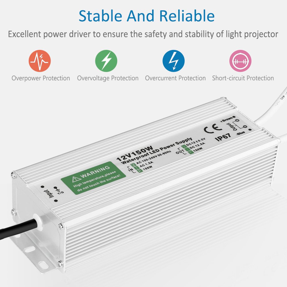 Ac 110v 220v til  dc 12v 24v vandtæt led driver 10w 20w 30w 50w 60w 100w 150w ip67 led strømadapter til udendørs brug
