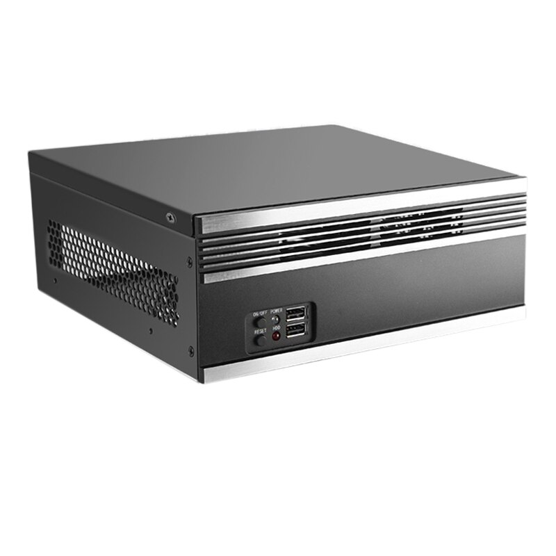 Itx caso escovado painel de alumínio portátil mini computador caso simples pequeno caso horizontal caso de controle industrial