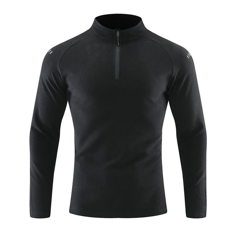 Fitness sort frakke gym jogging herre træningstøj løbe langærmet t-shirt reflekterende herre sportstøj åndbart