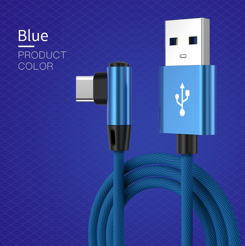 Olaf – câble USB type-c 3A pour recharge rapide et transfert de données, cordon de chargeur USB-C pour téléphone Samsung S10 S9 Redmi note 8 pro USB-C: Blue / 0.3m