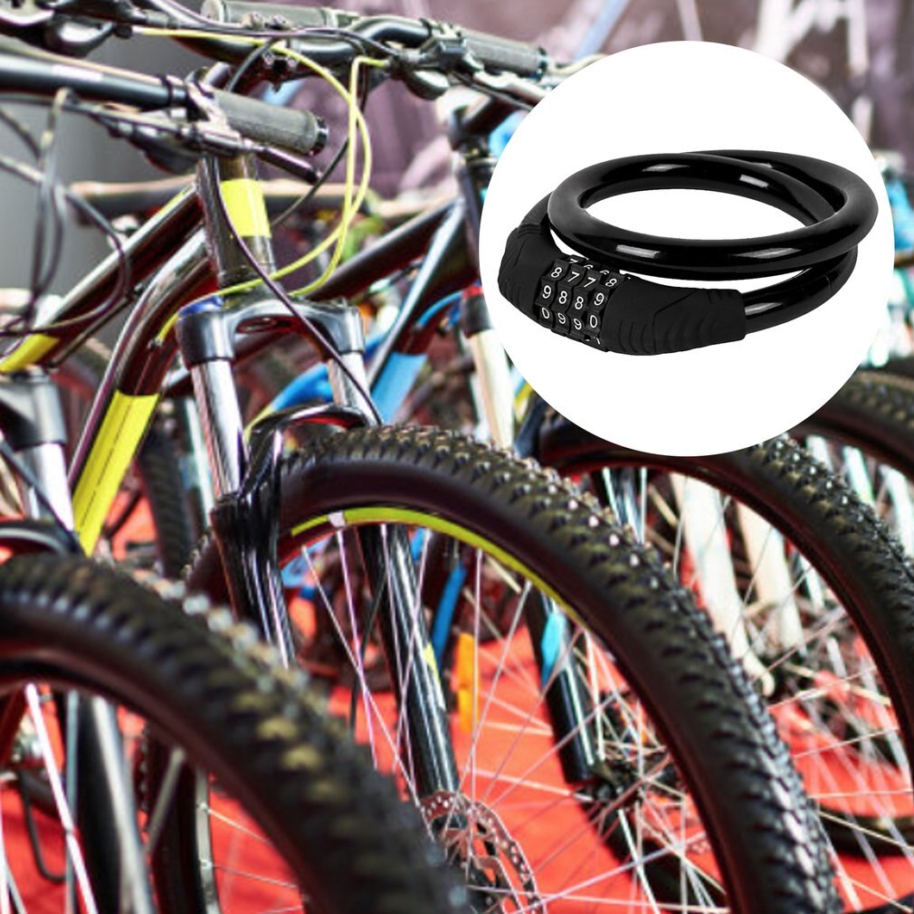 Cykellås mountainbike 4- -siffrigt kodlås kedjelås elbil kabellås cykel stöldskyddsutrustning