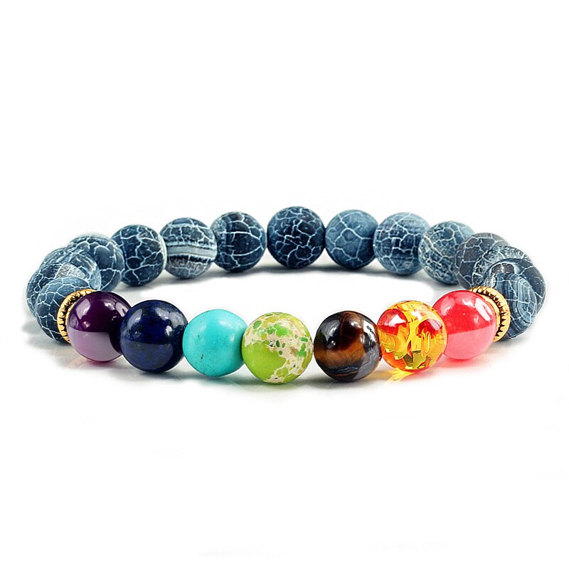 Mannen Vrouwen 7 Chakra Kralen Armbanden Armbanden Healing Tijgeroog Steen Chakra Gebed Charme Boeddha Armband Verstelbare Sieraden: Black Gun Plated