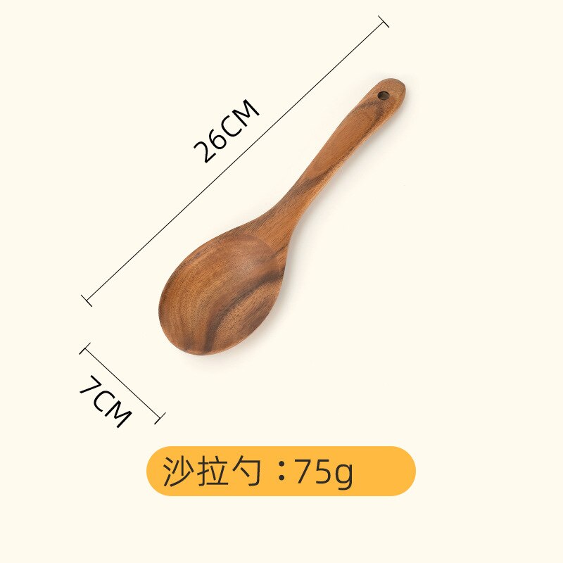 Teak Spoon Set Acacia Wood Long Handle Cooking Utensils Non-stick Pan Special Wooden Cooking Spatula: NO. 8