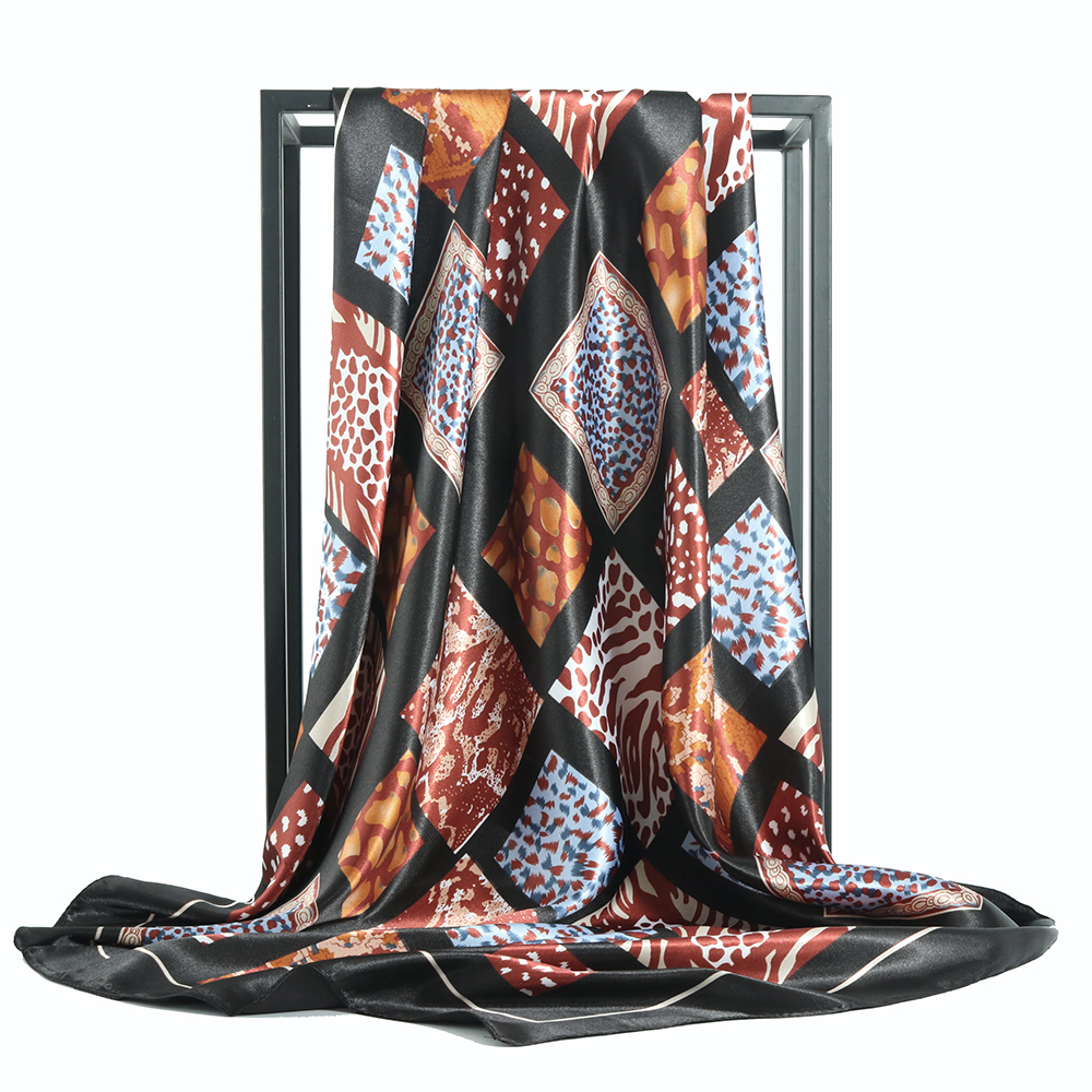 Sciarpa testa di seta Foulard per donna moda sciarpa per capelli quattro stagioni 90*90cm Hijab Foulard i&quot;bandana Femme: BK40-2