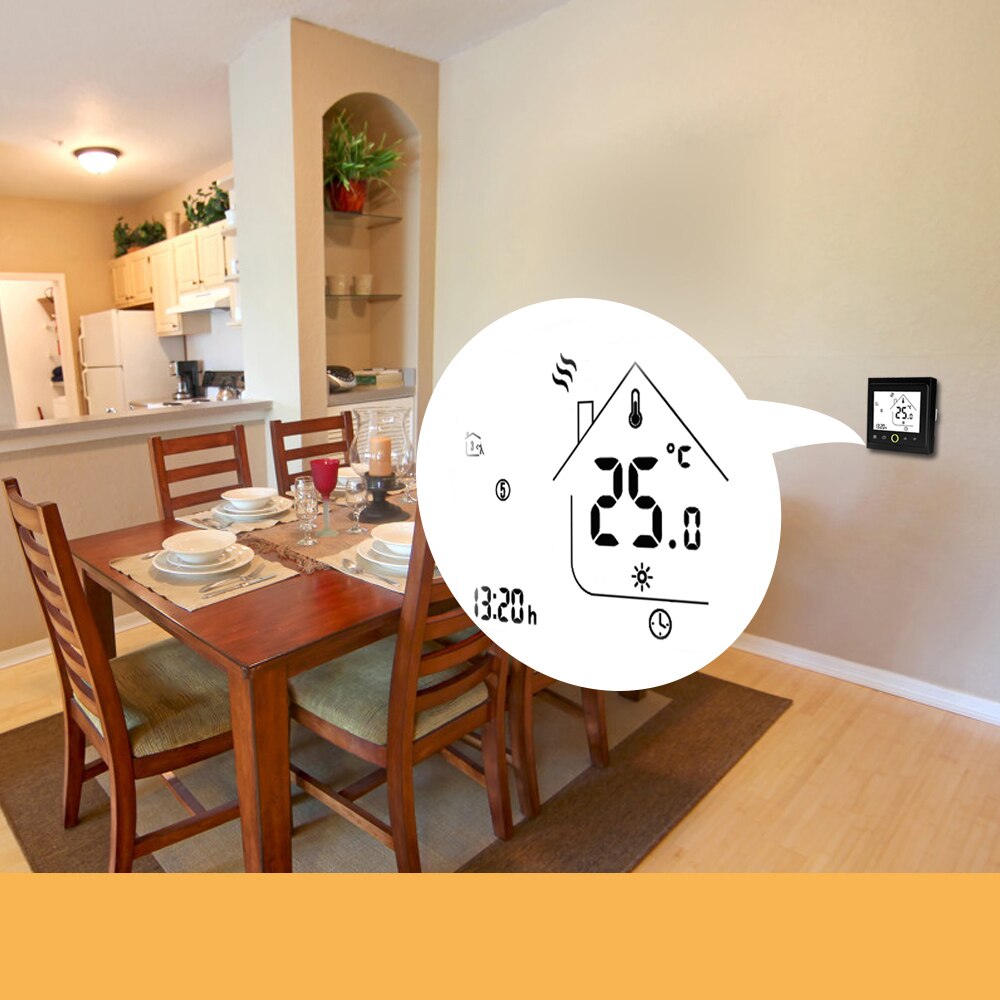 LCD Display Smart Thermostat Temperature Controller Energy Saving 3A Water/Gas Boiler Heating Thermostat with Touchscreen