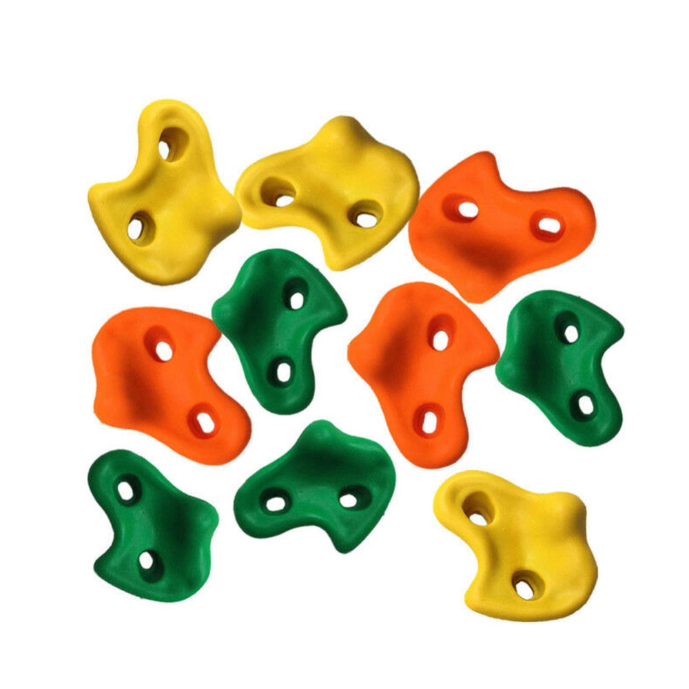 10Pcs/Set Kids Climbing Rocks Wall Stones Hand Feet Holds Grip Hardware Kits Mixed Color Resin Climbing Rock Kids Fitness Toys: 10pcs Without screw