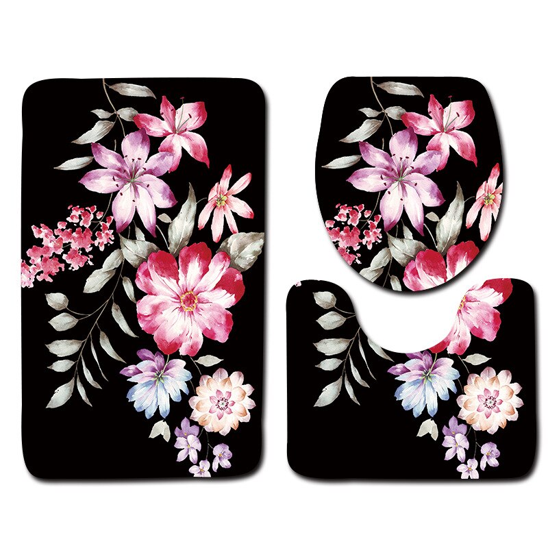Zeegle 3D en relief mémoire éponge tapis de bain ensemble absorbant salle de bain tapis ensemble antidérapant salle de bain tapis de sol tapis de toilette: flower